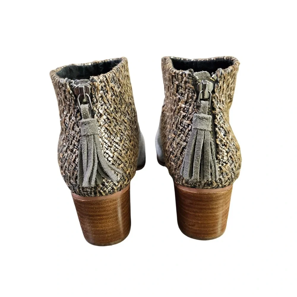 TOMS Leila Block Heel Booties in Metallic x Gray Felt Women's Size‎ 8 US